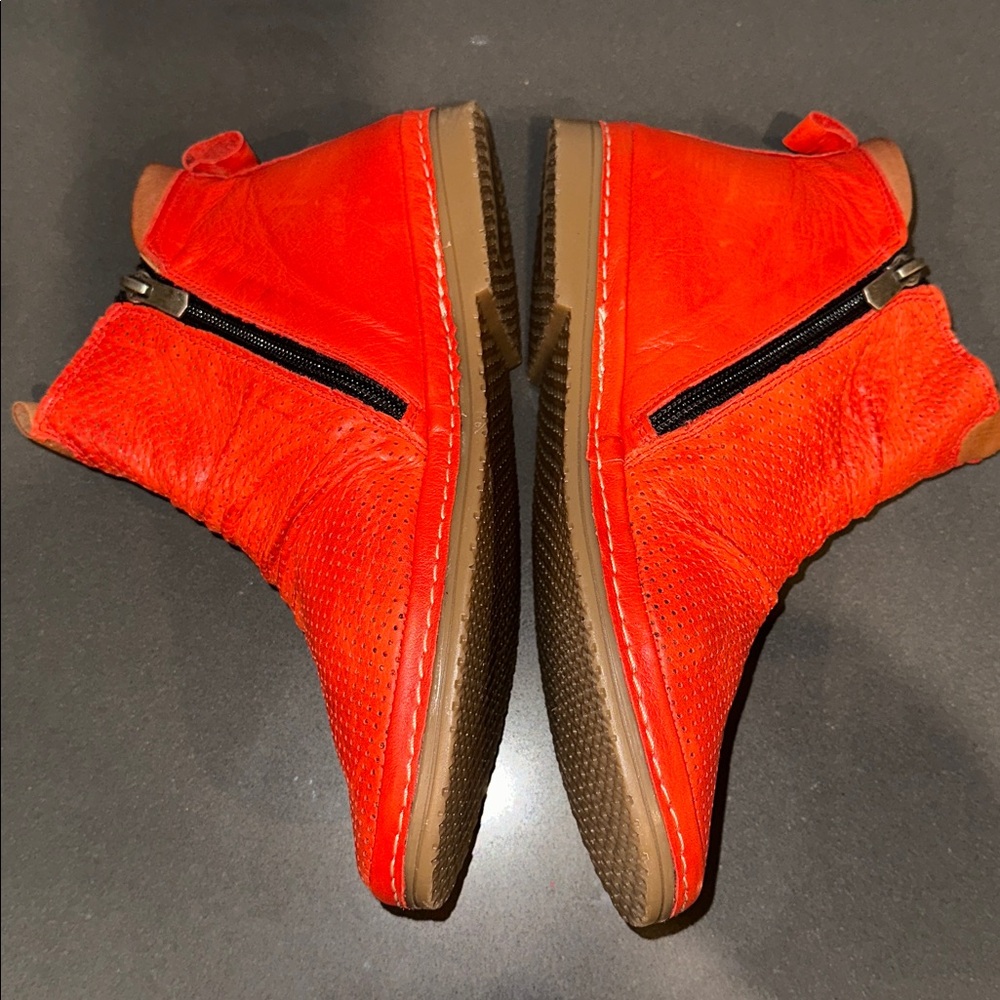 Ethan Valdes orange leather ankle boot